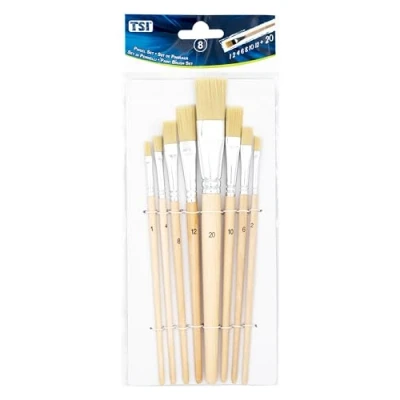 Afbeelding van TSI Set van 8 borstels (maten 1, 2, 4, 6, 8, 10, 12 en 20), natuurlijke handgreep, nr. 49209