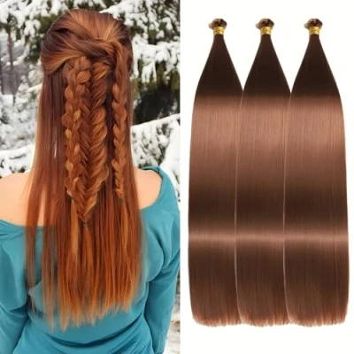 Afbeelding van Locescsoc Silky Straight Braiding Hair 3 verpakkingen vlechten haar voorgerekt synthetisch recht gehaakte voor vrouwen (76 cm, stuks)