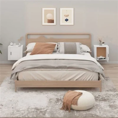 Afbeelding van vidaXL Nachtkastjes 2 st wandgemonteerd 50x30x47 cm hoogglans wit