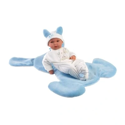 Afbeelding van Llorens Pop Bimba Met Konijnenkussen Blauw 35cm