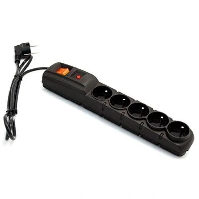 Image de Multiprise avec interrupteur : 5 prises, cable de 3 m, noire
