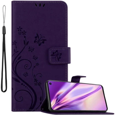 Afbeelding van Cadorabo Hoesje geschikt voor Samsung Galaxy S10 4G in BLOEMEN DONKER PAARS Beschermhoes bloemmotief met magnetische sluiting, standfunctie en kaartsleuven Book Case Cover Etui