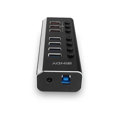 Image de Lindy Concentrateur (hub) avec 3 ports de charge rapide 3.0 7 x USB 3.2 bureau