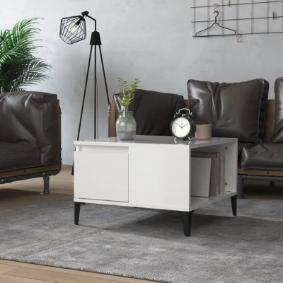 Afbeelding van Salontafel 55x55x36,5 cm bewerkt hout hoogglans wit