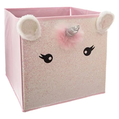 Afbeelding van Atmosphera Kids Eenhoorn opbergdoos met oortjes 29x29x29cm Opvouwbaar Roze