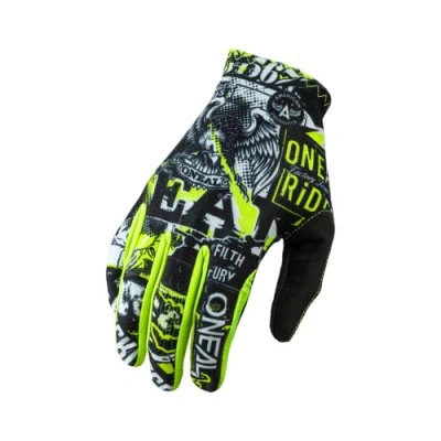 Afbeelding van O&#039;NEAL Fiets en motorcrosshandschoenen MX MTB DH FR Downhill Freeride Duurzame flexibele materialen, geventileerde handbovenkant Matrix Glove Attack Unisex Zwart Neon Geel Maat S