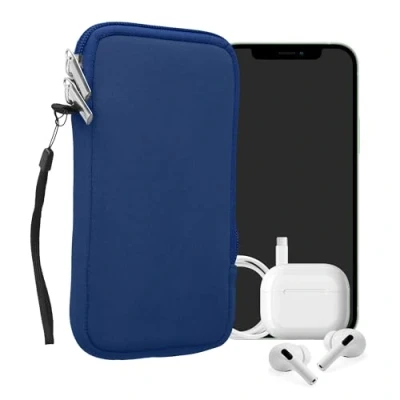 Afbeelding van kwmobile telefoontasje universeel geschikt voor XL 6,7/6,8&quot; smartphones 17,2 x 8,4 cm Hoesje met rits en polslusje In Baltisch blauw