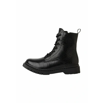 Afbeelding van Tamaris Enkellaarsjes met plateauzool, Dames, Maat: 37, Black struct. Leer/ synthetisch