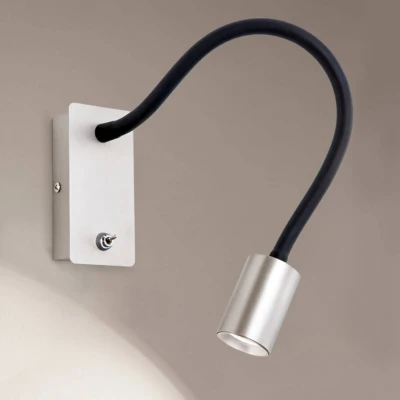 Afbeelding van LED wandlamp Kurt nikkel mat met flexibele arm