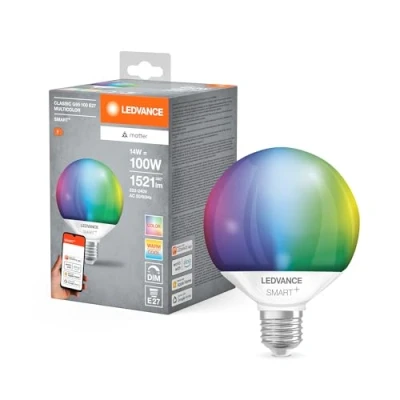 Afbeelding van LEDVANCE SMART+ MATT LED lamp, compatibel met Google, Alexa, Apple, White Frost Optics, 14 W, 1521 lm, E27, Color Light &amp; Light, spraakbediening, tot 20.000 HRs, 1 stuk