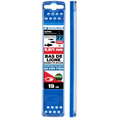 Afbeelding van Garbolino Hooks to Nylon Competition Ultra Speed Match 15cm (8 pcs) Maat : Haak 22 (2210BZ) 0.071mm Super Soft