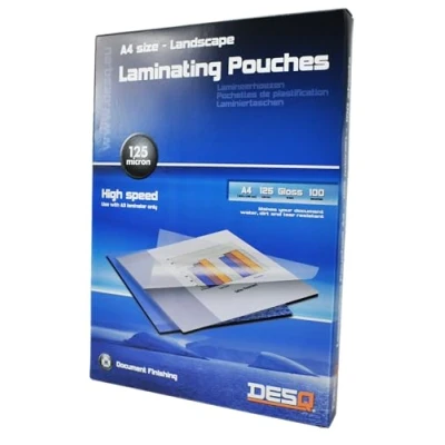 Afbeelding van DESQ® Lamineerhoes A4 125 micron Landscape Glanzend 100 stuks 303 x 216 mm Premium 71146