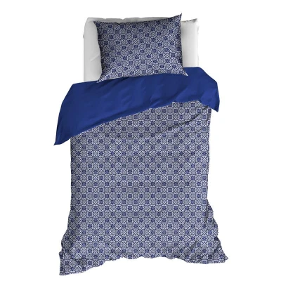 Afbeelding van De Witte Lietaer Dekbedovertrek Katoen Satijn Eloise Eenpersoons 140 x 200/220 cm Blauw