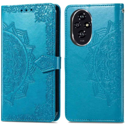 Afbeelding van imoshion Hoesje Geschikt voor Honor 200 Met Pasjeshouder Mandala Bookcase Turquoise