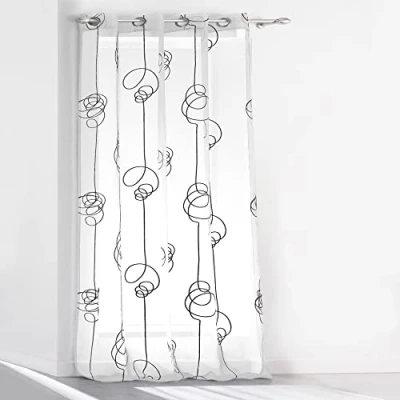 Image de Douceur d&#039;intérieur 1622788 panneau à oeillets voile imprimé transfert looping polyester blanc/noir 240 x 140 cm