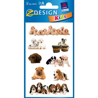 Afbeelding van Avery Av 55972 Papieretiket Z Design Kids Pakje A 3 Vel Honden Foto
