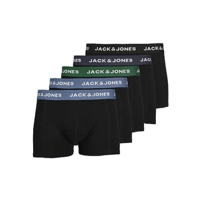 Afbeelding van Jack &amp; Jones Jacsolid Trunks 5 PACK Onderbroeken, Heren, Maat: Large, Black/blue