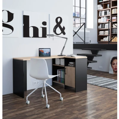 Afbeelding van Hoekbureau YODEL met opbergruimte Eiken en zwart L 136 cm x H 76 D 88