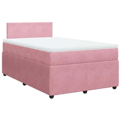 Afbeelding van vidaXL Boxspring met matras fluweel roze 120x190 cm