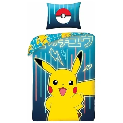 Afbeelding van Pokémon beddengoedset, omkeerbaar dekbedovertrek 140 x 200 cm, kussensloop 65 cm (Pokémon dekbedovertrekset A)