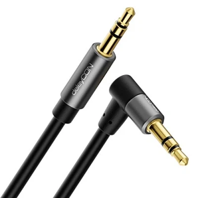 Afbeelding van deleyCON 3,0 m audiokabel, stereo, jack kabel, 3,5 mm, hoekstekker, metalen stekker, mobiele telefoon, smartphone, tablet, hoofdtelefoon, hifi ontvanger (extra dun en flexibel)