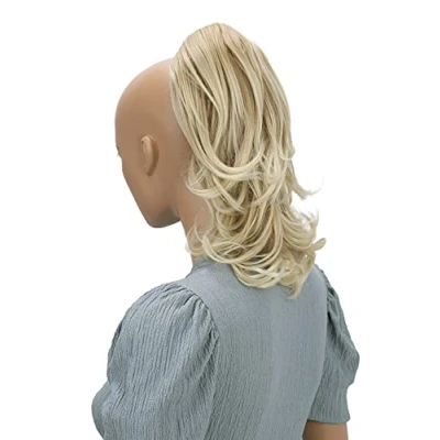 Afbeelding van Prettyshop H136 paardenstaart om vast te klikken, gegolfd, met vlinderclip, hittebestendig, kunstvezel, 35,6 cm, blond