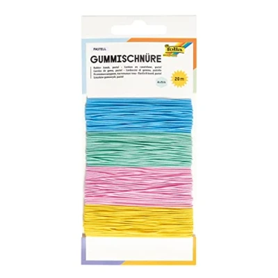Afbeelding van Folia elastiek touw, 5 m, pak van 4 stuks in geassorteerde pastelkleuren touw