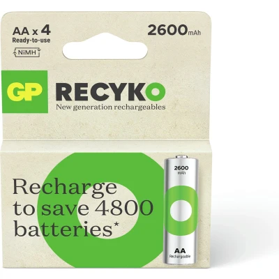 Afbeelding van GP NiMH ReCyko AA 2600mAh 1,2V oplaadbaar, 4 stuks