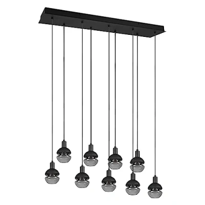 Afbeelding van Trio leuchten LED Hanglamp Hangverlichting E14 Fitting 9 lichts Rechthoek Zwart Aluminium