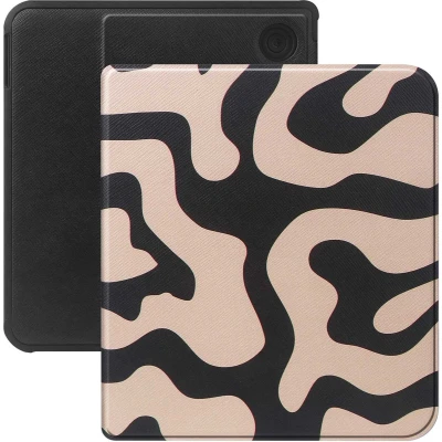 Afbeelding van Selencia Ereader Cover / Hoesje Geschikt voor Kobo Libra Colour Vivid E reader bookcase Art Wave Black