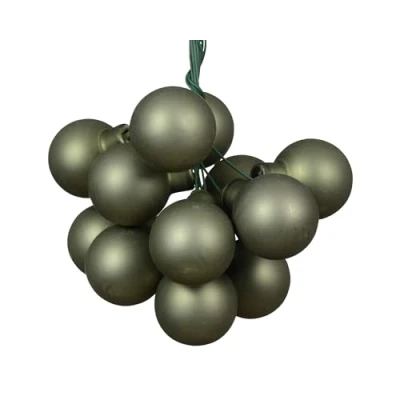 Afbeelding van Kaemingk 12 stuks kerstballen op glasdraad, 2 cm, mat clustervorm, kleine decoratieve ballen, kerstdecoratie en kerstdecoratie, rozemarijn