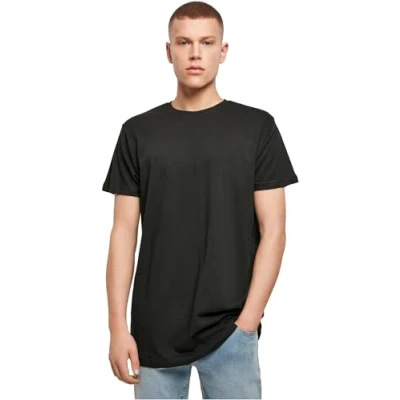 Afbeelding van Build Your Brand Shaped Long Tee T shirt met korte mouwen voor heren (1 stuk), Zwart, 3XL