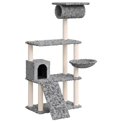 Afbeelding van Kattenmeubel met sisal krabpalen 131 cm lichtgrijs