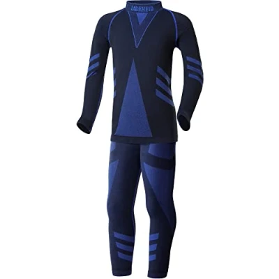 Afbeelding van Ladeheid Set Thermobroek en Thermoshirt Thermo ondergoed Kinderen Meisje Jongen Thermokleding Zwart/Navyblauw 134 140 LA LA40 KIDS