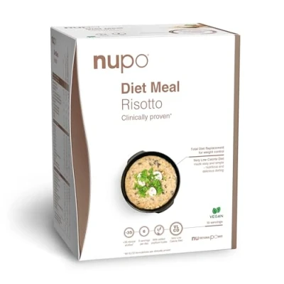 Afbeelding van NUPO Risotto Diet Meal Premium dieetmaaltijd voor gewichtsverlies, complete maaltijdvervanging 10 porties, veganistisch, glutenvrij, GMO vrij