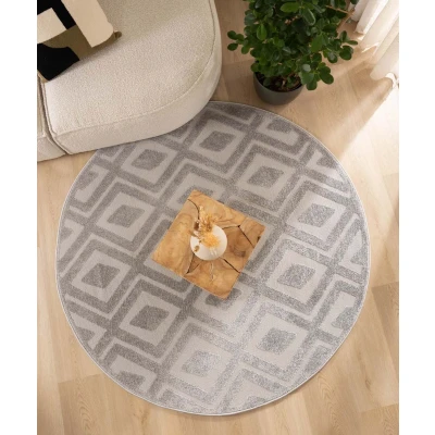 Afbeelding van Rond Vloerkleed Scandinavisch Contour Diamond Grijs 240 Cm