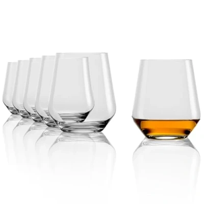 Afbeelding van Stölzle Lausitz Quatrophil whiskyglazen, 6 stuks, 470 ml, loodvrij kristalglas, hoogwaardige vaatwasmachinebestendig, unieke glazen voor gelegenheden