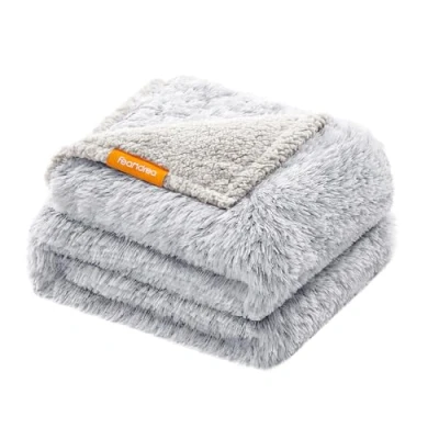 Afbeelding van Feandrea Hondendeken, waterafstotend, lange pluche deken voor middelgrote en grote honden, katten, 152 x 127 cm, XL, sherpa fleece, omkeerbaar, bankbescherming, schaduwgrijs PPB006G01