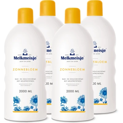 Afbeelding van 4x Melkmeisje Bad en Douche Creme Zonnebloem Melk 2000 ml