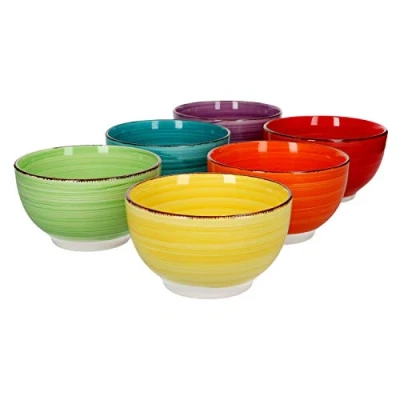 Afbeelding van MamboCat 6 stuks mueslikommen, effen, meerkleurig, 650 ml, dessertkommen, aardewerk, ijs, fruitsalade, snacks, buffet