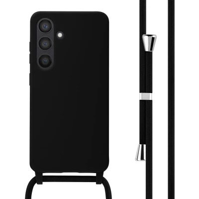 Afbeelding van iMoshion hoesje Geschikt voor Samsung Galaxy S24 met koord Siliconen Zwart