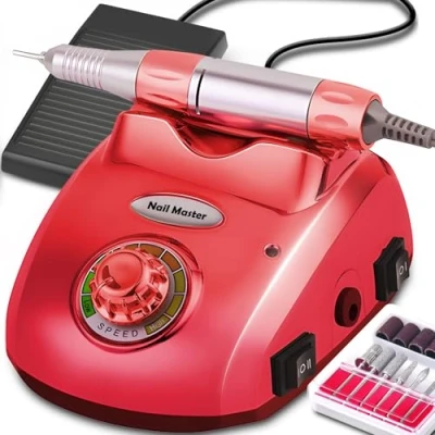 Afbeelding van Retoo Professionele elektrische nagelfrees, 35.000 omw/min, 65 W, nagelvijl, manicure, pedicure, voor acrylgelnagels, het verwijderen van eelt, rood