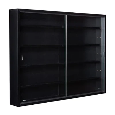 Afbeelding van Inter Link Wandvitrine voor verzamelobjecten opbergkast met 4 planken 5 vakken miniaturen MDF zwart (80 x 60 9,5 cm) Blacklava