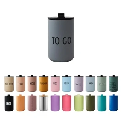 Afbeelding van Design Letters 30101003GREYTOGO geïsoleerde mok voor onderweg (grijs), fijn porcelein, 350 milliliter