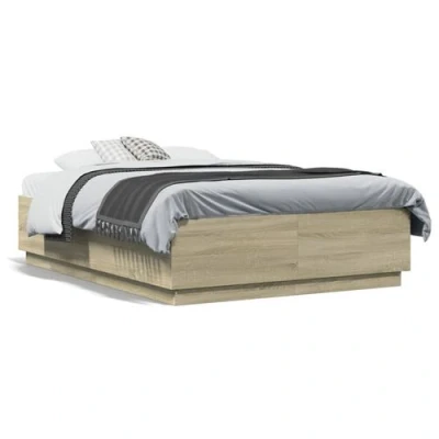 Afbeelding van vidaXL Bedframe met LED verlichting sonoma eikenkleurig 120x190 cm