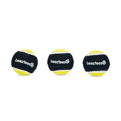 Afbeelding van Hondenspeelgoed fetch sponsbal zwart/geel 6,3 cm 3 stuks