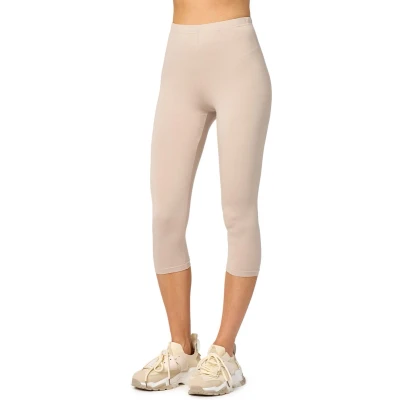 Afbeelding van Merry Style MS MS10 144 LE Dames Capri Leggings Sport Vrijetijdsbroek 3/4 Lengte Viscose Sporbroek Yogabroek Café au Lait M