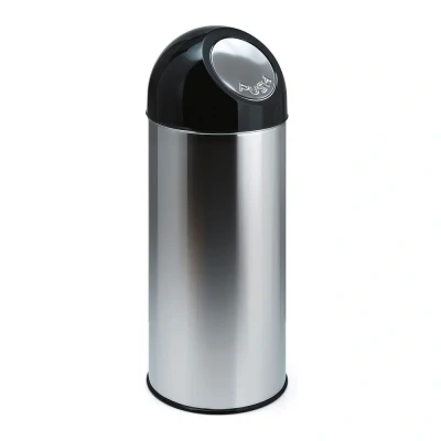 Afbeelding van Prullenbak 55ltr pushdeksel en binnemmer RVS/zwart