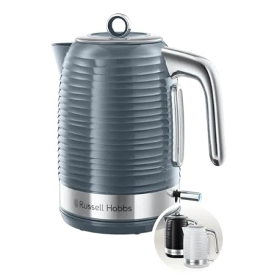 Afbeelding van Russell Hobbs elektrische waterkoker [design &amp; prestaties] geïnspireerd grijs (1,7 l, vermogen 2400 W, snel koken, zichtbaar waterstand, antikalkfilter) 24363 70 [behalve Amazon]