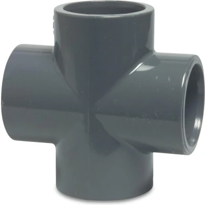Afbeelding van Kruisstuk PVC U 40 mm lijmmof 16 bar grijs